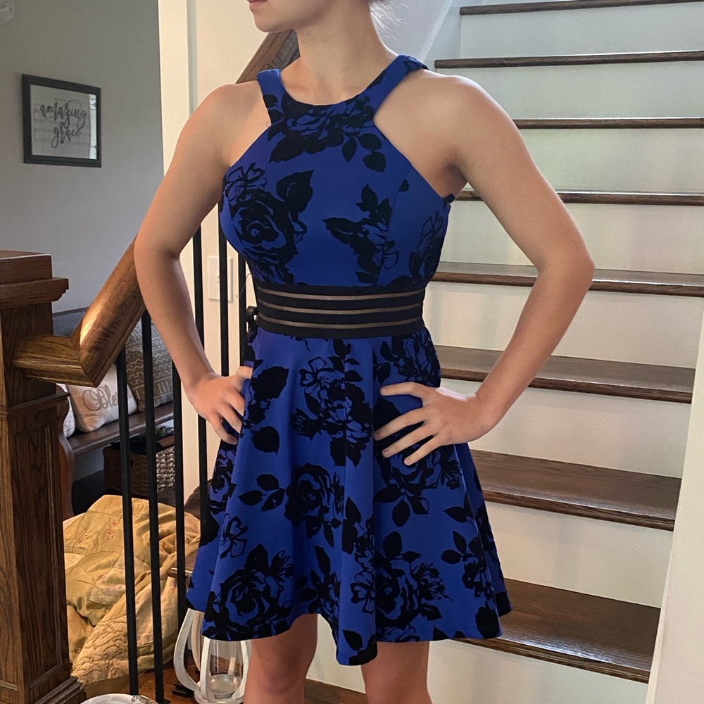 City Studio - Royal Blue floral homecoming dress